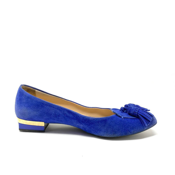 Tod's Suede Tassel-Accented Loafers Blue Consignment Shop From Runway With Love