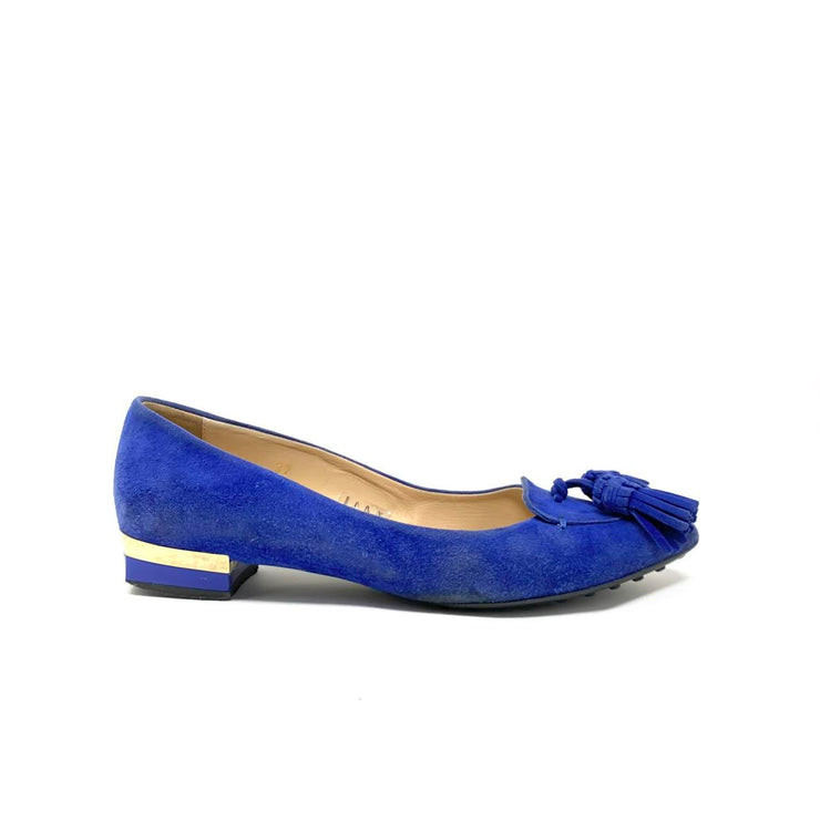 Tod's Suede Tassel-Accented Loafers Blue Consignment Shop From Runway With Love