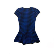 Torn By Ronny Kobo Fitted Peplum Top Houndstooth Blue Consignment shop From Runway With Love