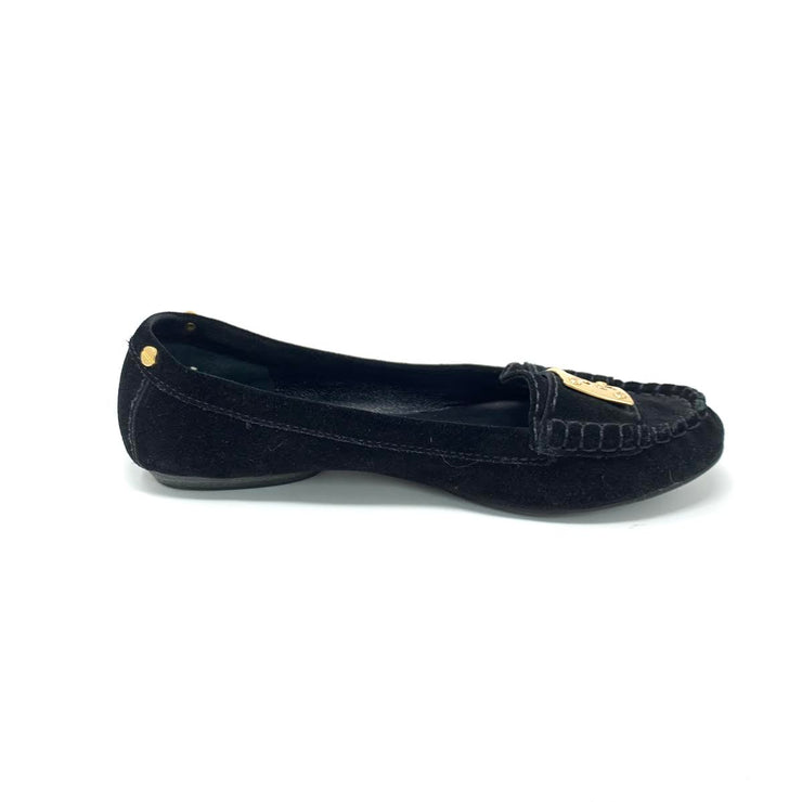 Tory Burch Black Suede Square Toe Loafer Consignment shop From Runway With Love