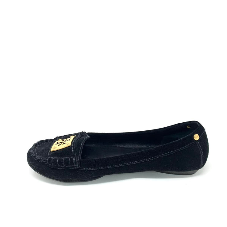 Tory Burch Black Suede Square Toe Loafer Consignment shop From Runway With Love