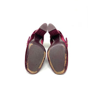 Tory Burch Carley Velvet Ankle Boots Maroon Gold Buckle Consignment Shop From Runway With Love