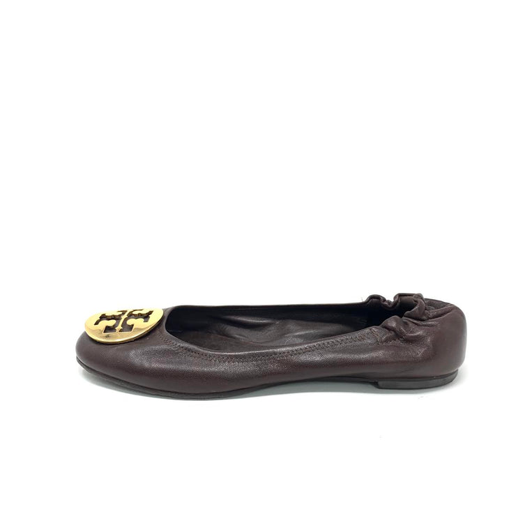 Tory Burch Reva Leather Ballet Flats Brown Consignment Shop From Runway With Love