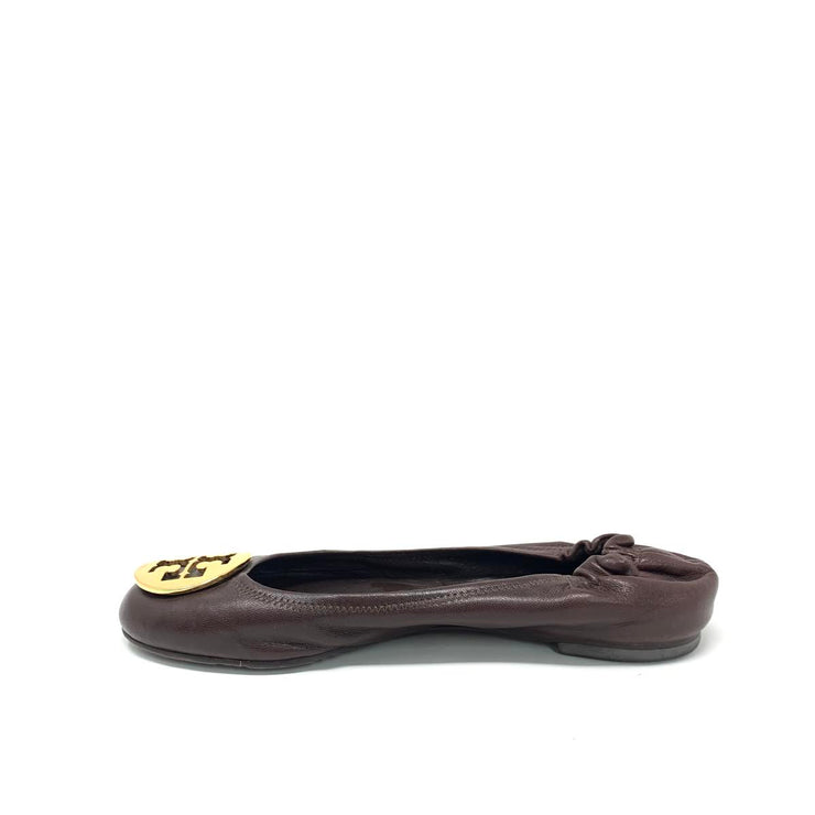 Tory Burch Reva Leather Ballet Flats Brown Consignment Shop From Runway With Love