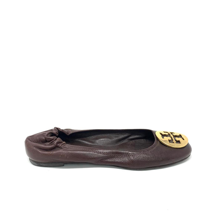 Tory Burch Reva Leather Ballet Flats Brown Consignment Shop From Runway With Love