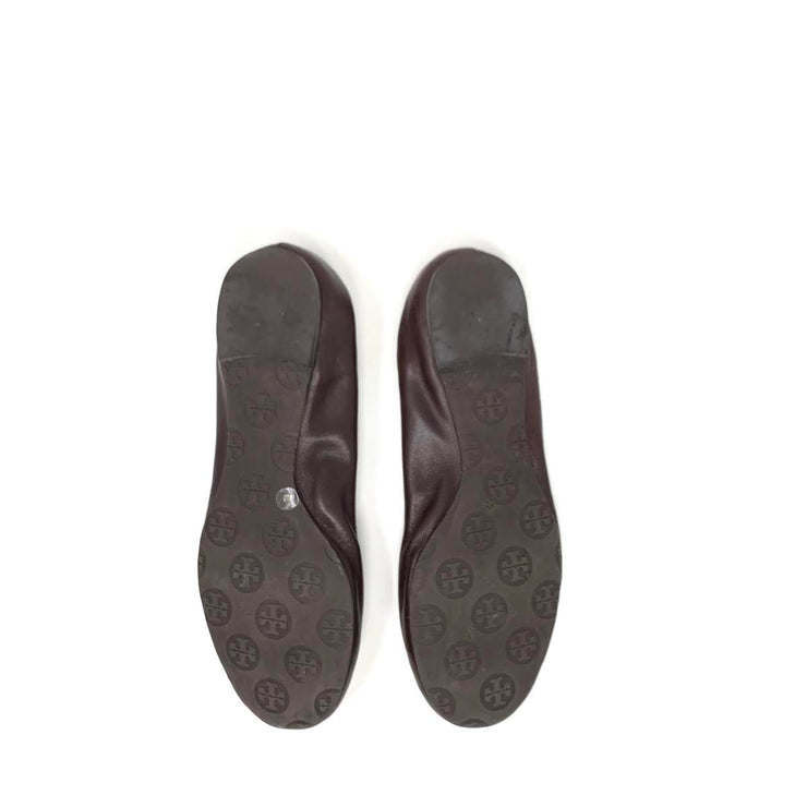 Tory Burch Reva Leather Ballet Flats Brown Consignment Shop From Runway With Love