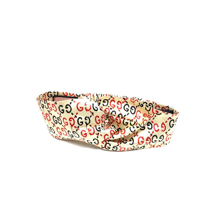 white Gucci silk Duchesse headband GG ghost Consignment Shop From Runway With Love