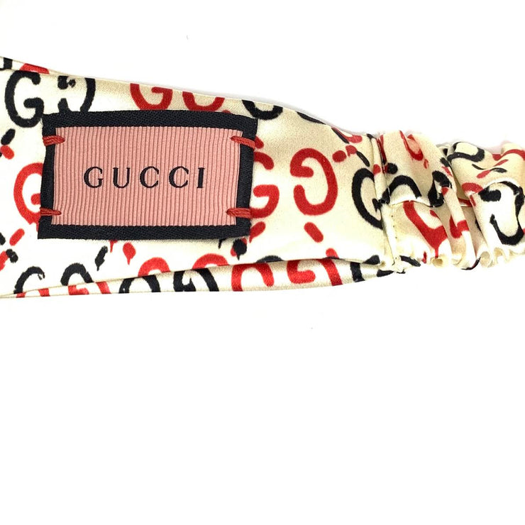 white Gucci silk Duchesse headband GG ghost Consignment Shop From Runway With Love