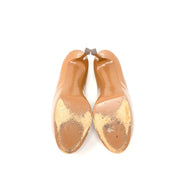 Yves Saint Laurent Tribute Two Platform Heels Beige Patent Leather Consignment Shop From Runway With Love