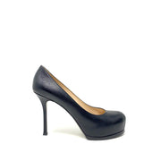 Yves Saint Laurent Tribute Two Platform Heels Black Leather Consignment Shop From Runway With Love