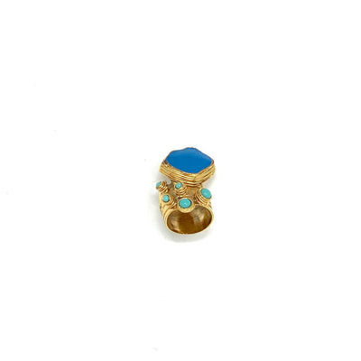 Yves Saint Laurent Arty Oval Dots Ring gold blue 