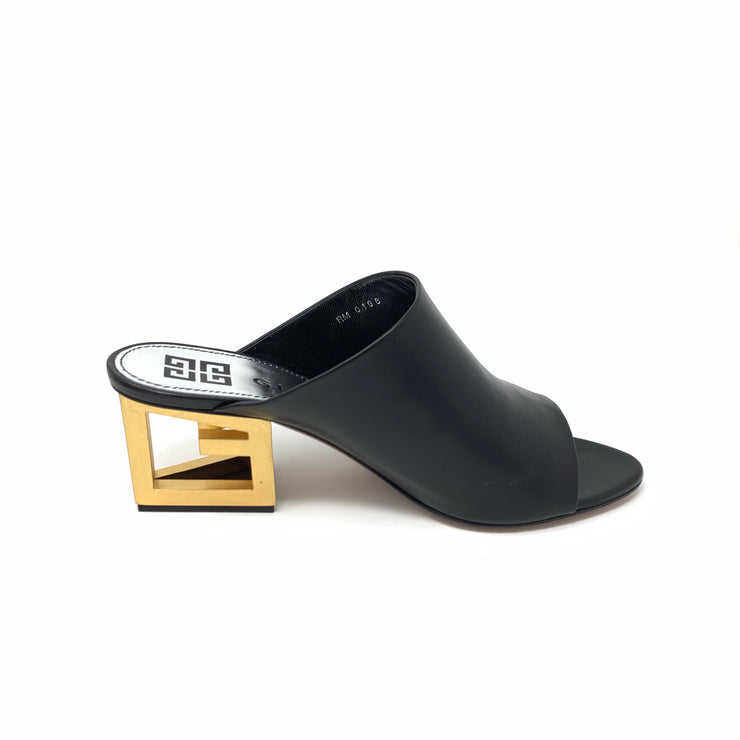Givenchy Logo-Heel Leather Mules - Size 39
