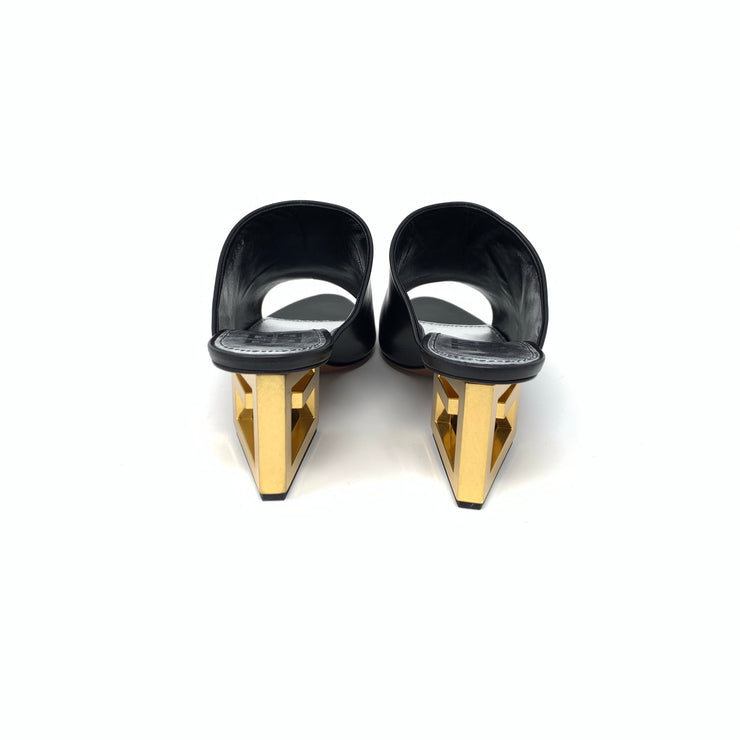 Givenchy Logo-Heel Leather Mules - Size 39
