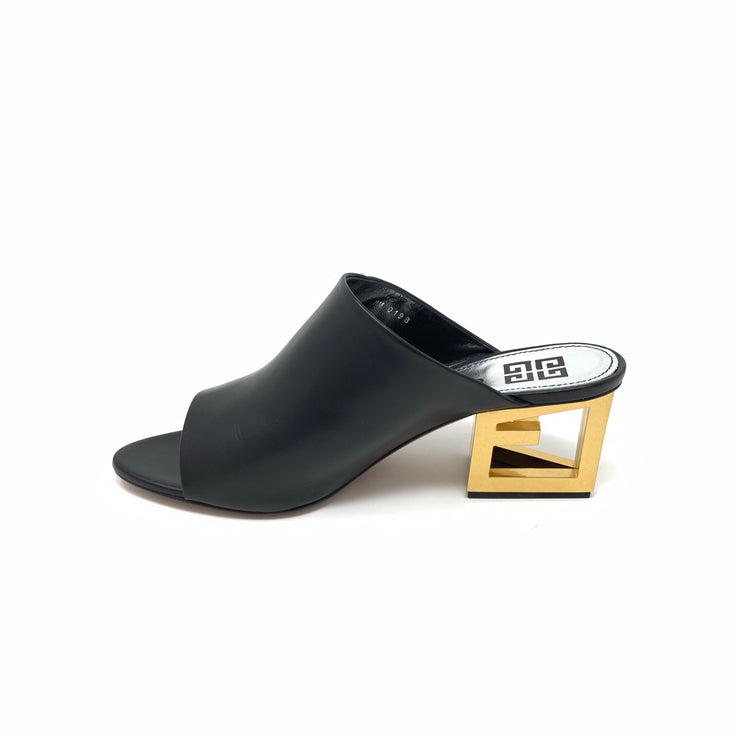 Givenchy Logo-Heel Leather Mules - Size 39
