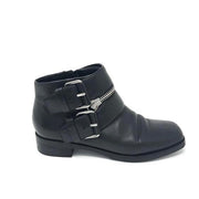 Kenzo Black Leather Buckled Ankle Boots zipper