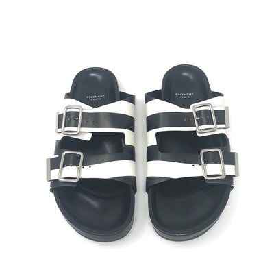 Givenchy leather Swiss sandals in black with white stripe