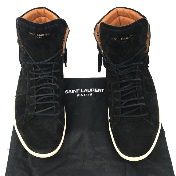 Saint Laurent black high top sneakers, with fringe
