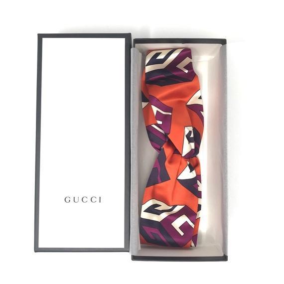 Gucci GG Wallpaper Silk Duchesse Headband in orange 