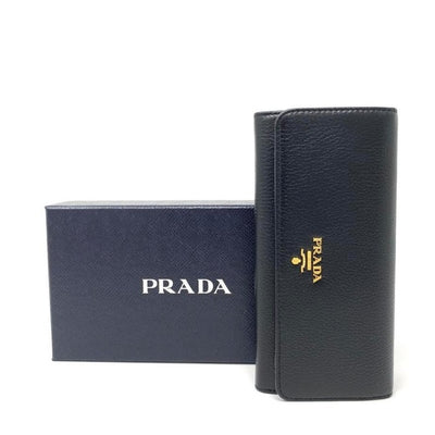 Prada Continental Flap Wallet black leather 