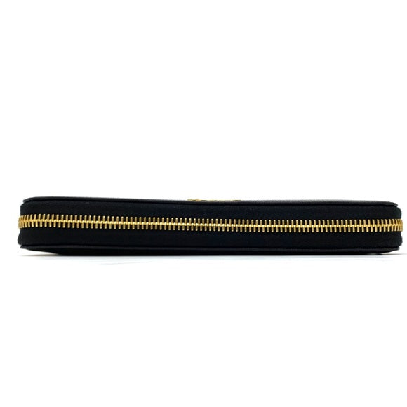 Prada Continental zip Wallet black leather Designer Consignment From Runway With Love