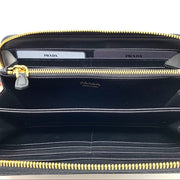 Prada Continental zip Wallet black leather Designer Consignment From Runway With Love