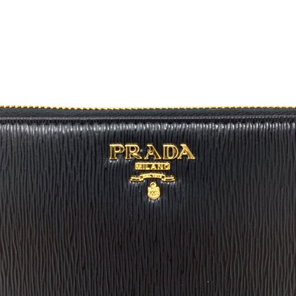 Prada Continental zip Wallet black leather Designer Consignment From Runway With Love