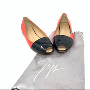 Giuseppe Zanotti orange black color block flats patent leather 