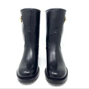 Louis Vuitton black Suzy Flat Half Boot Leather Biker Boot gold buckle Designer Consignment From Runway With Love